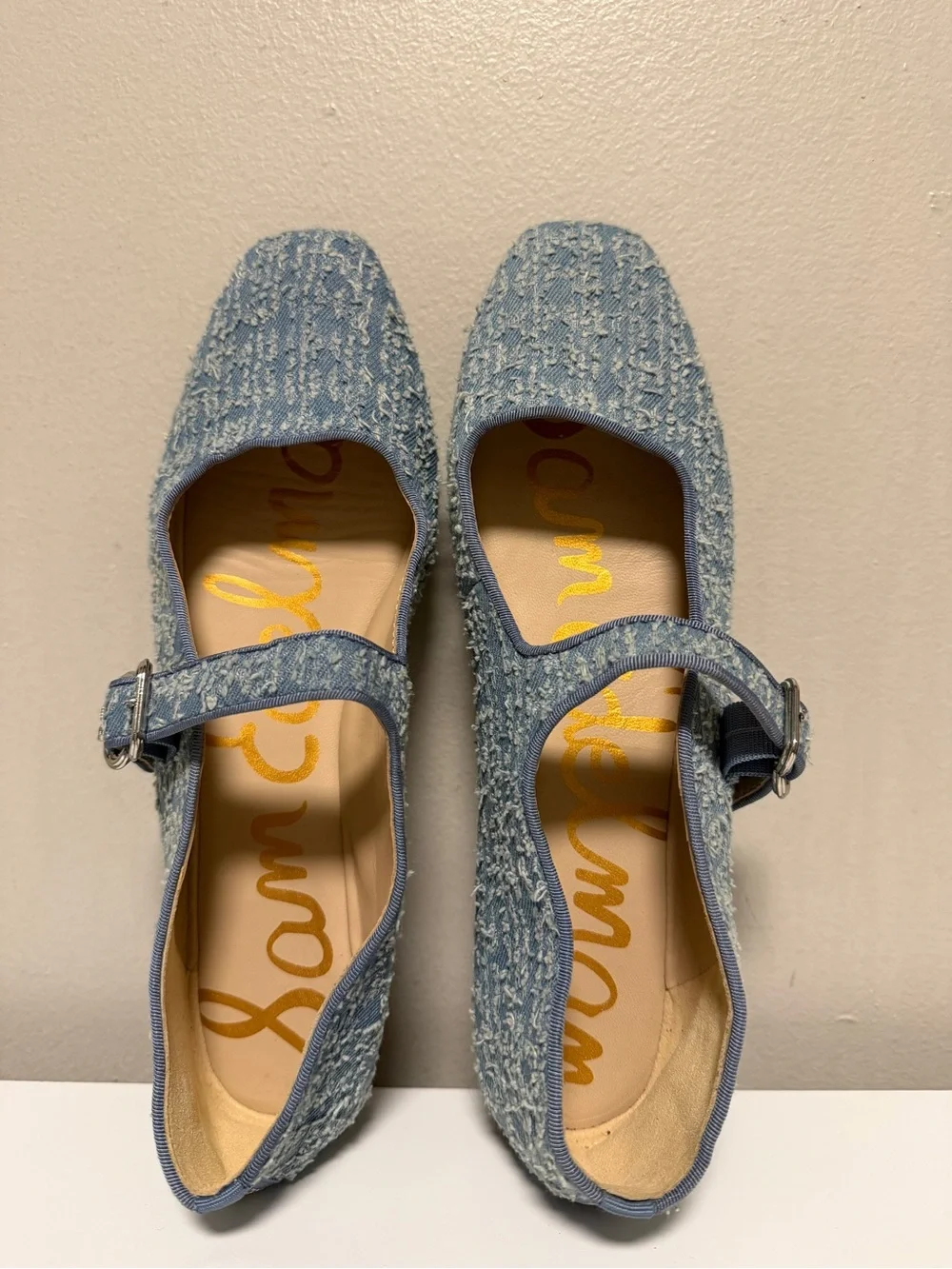 Sam Edelman Montrose Blue Denim Michaela Buckled Mary Jane Flats Women’s US 9.5
